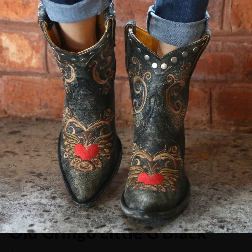 Old Gringo Little Grace boots embroidered hearts wings boho Cowgirl RTL $595 7.5